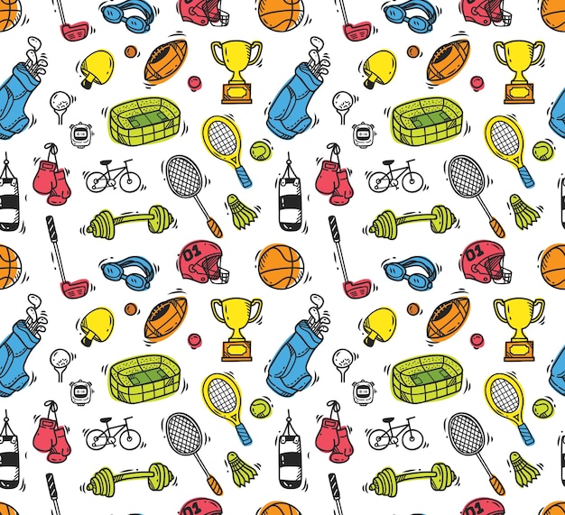 Equipo de deporte doodle fondo transparente