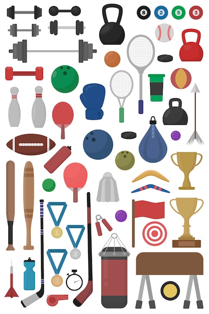 Equipo deportivo. Actividades deportivas. Vector