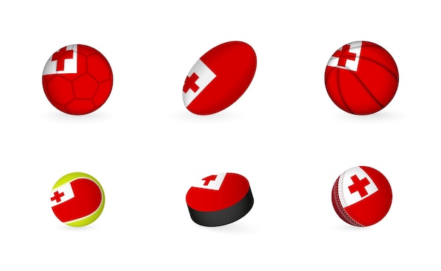 Equipo deportivo con bandera de Tonga Conjunto de iconos deportivos