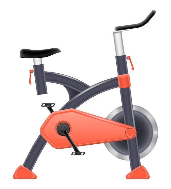 Equipo deportivo de bicicleta de ejercicio para ejercicio de fitness interior ilustración vectorial de dibujos animados de stock