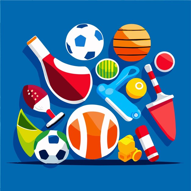 Equipo deportivo concepto deportivo con pelotas y artículos de juego varios equipos deportivos como el golf