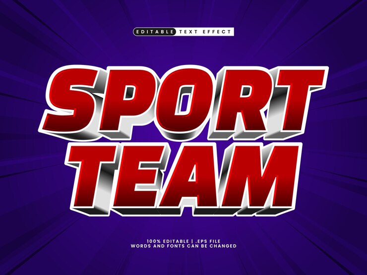 Vector equipo deportivo efecto de texto editable en estilo de texto de fútbol o fútbol