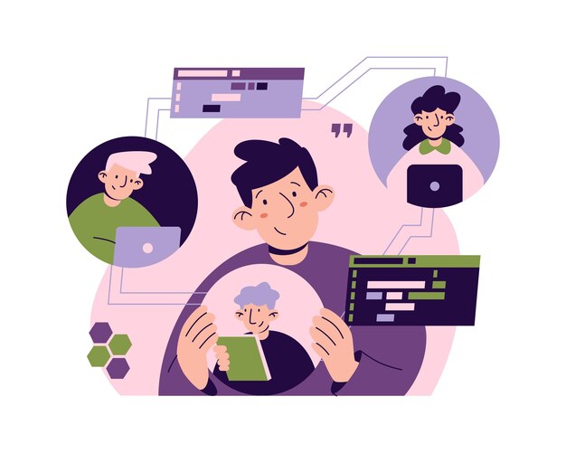 Equipo de desarrollo de software en videoconferencias