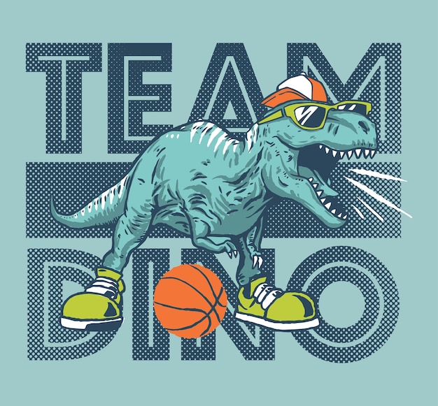 El equipo dino jugando a la pelota de baloncesto.