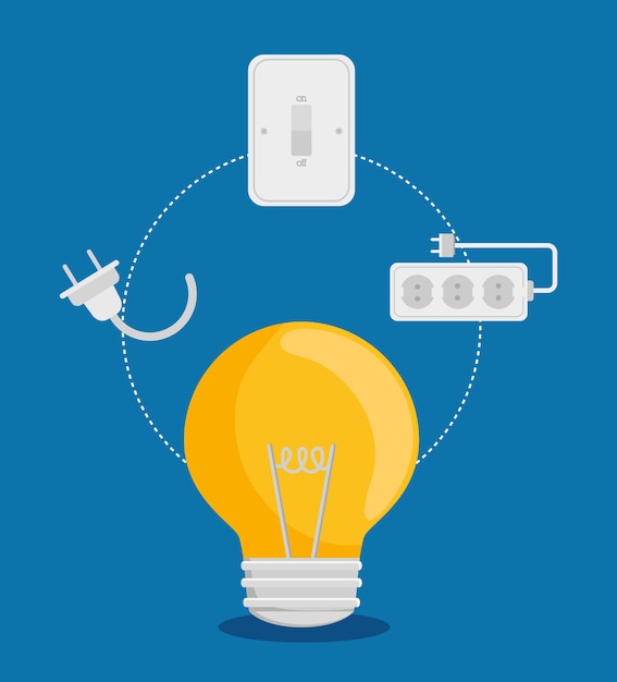 Vector equipo eléctrico y suministros, ilustración vectorial