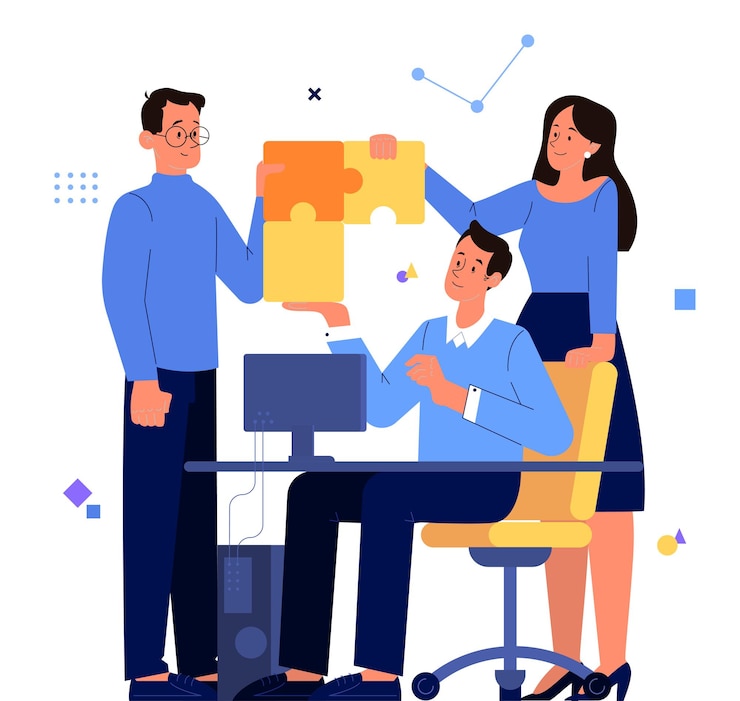 Vector equipo de empresarios celebran el éxito en el trabajo colaborativo juntos