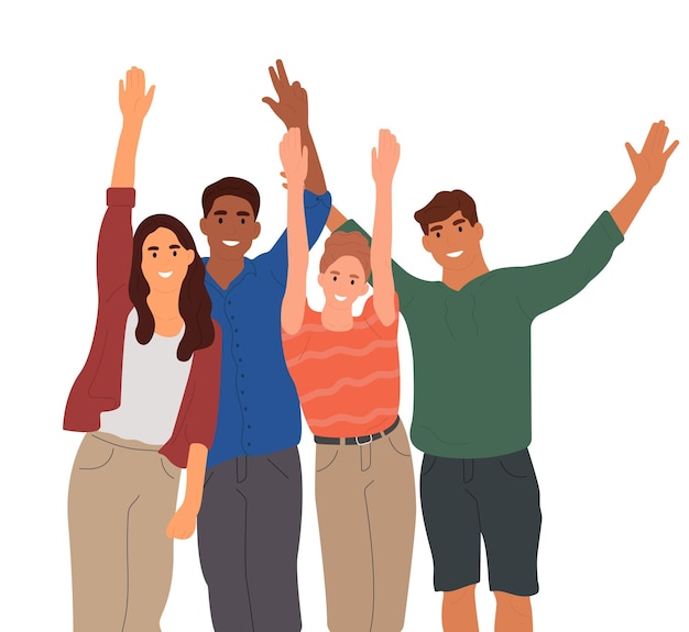 Un equipo de empresarios está celebrando el éxito en el trabajo y la cooperación con colegas.