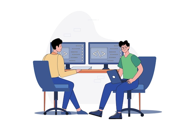 El equipo escribe la programación de código para la aplicación o el sitio web