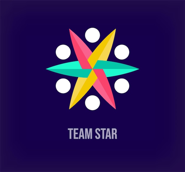 Equipo estrella y gente idea solidaria logotipo moderno Transiciones de color únicas Logotipo de crecimiento de la empresa