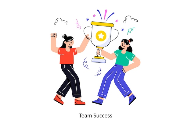 Equipo, éxito, estilo plano, diseño, vector, ilustración, acción, ilustración