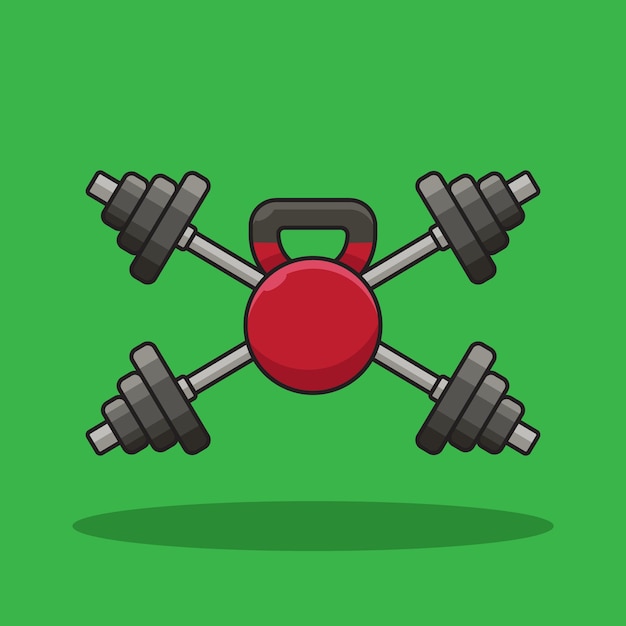 Equipo de fitness accesorios de gimnasio aislados Material de entrenamiento Ilustración vectorial de dibujos animados