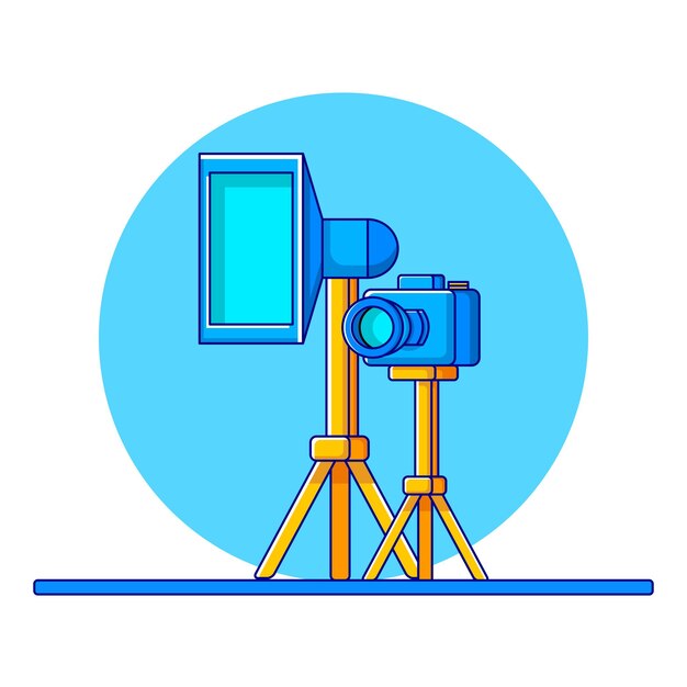 Vector equipo de fotografía digital en ilustración de diseño plano