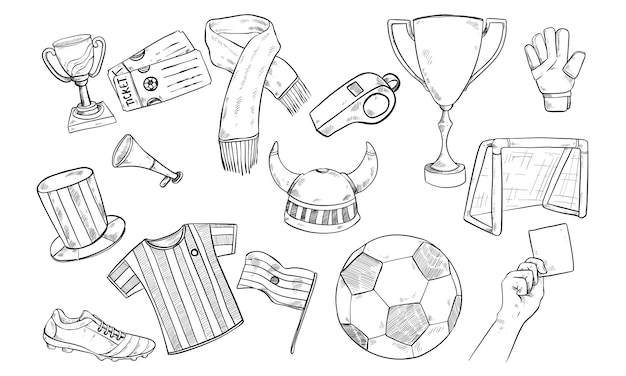 equipo de fútbol grabado de ilustración dibujado a mano
