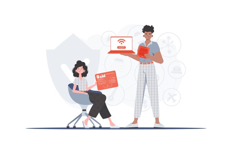 Vector equipo de internet de las cosas concepto de internet de las cosas bueno para presentaciones y sitios web estilo plano de moda vector