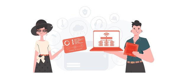Equipo de Internet de las cosas Concepto de Internet de las cosas Bueno para sitios web y presentaciones Ilustración vectorial en estilo moderno y plano