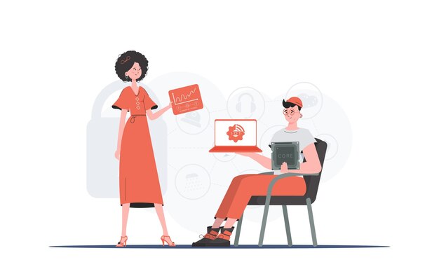 Equipo de Internet de las cosas Internet de las cosas y concepto de automatización Bueno para sitios web y presentaciones Estilo plano de moda Vector