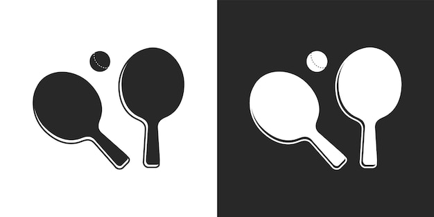 Equipo de juego de tenis de mesa en blanco y negro ilustración vectorial