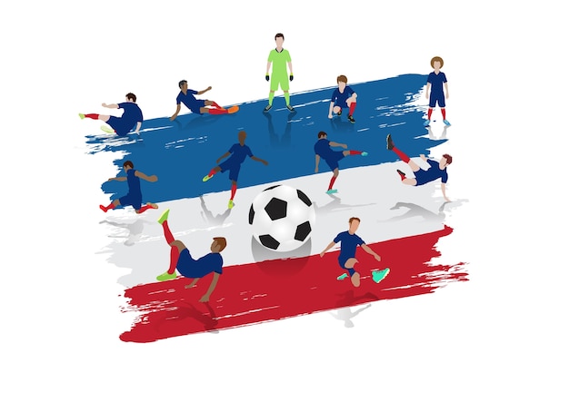 Equipo de jugador de fútbol de vector con fondo de bandera de Francia