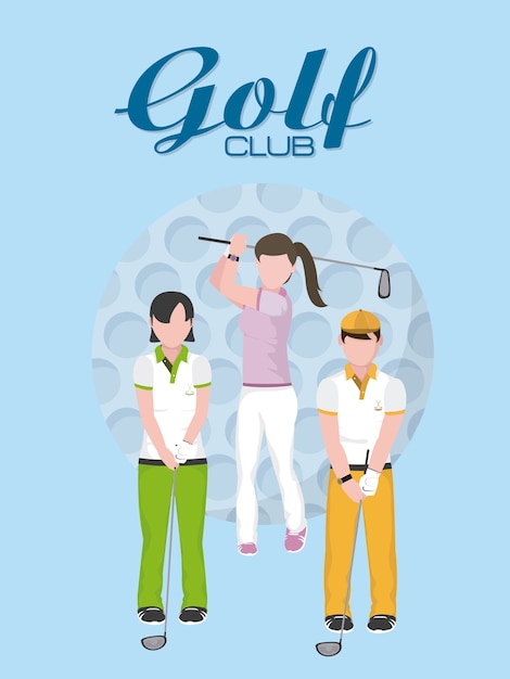 Vector equipo de jugadores de golf sobre fondo de pelota