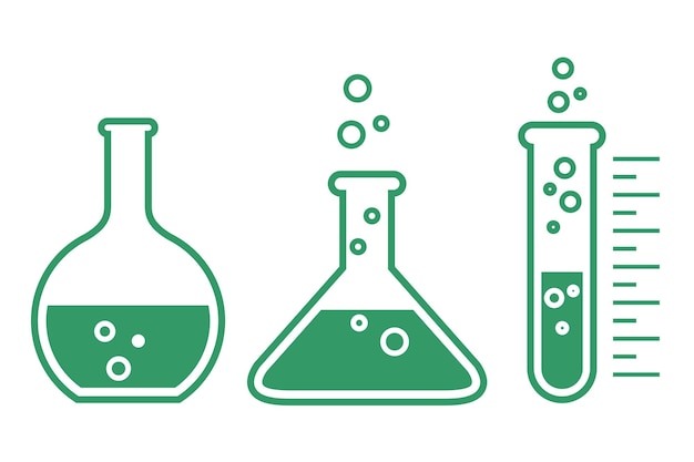 Equipo de laboratorio frascos vasos y tubos de ensayo en la ciencia