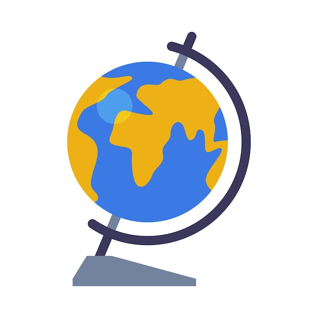 Equipo de lección de geografía de la escuela Ilustración vectorial de estilo plano en fondo blanco