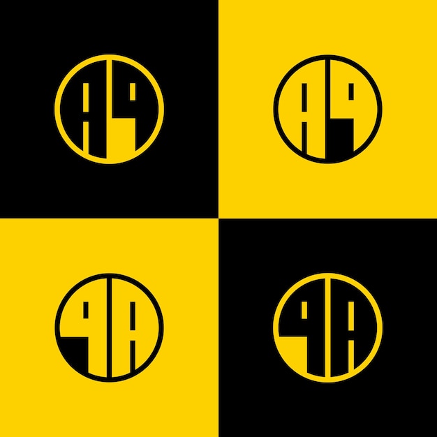 Equipo de logotipo de círculo de letras simple AQ y QA adecuado para negocios con la inicial QA o AQ