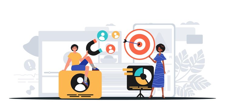 Vector equipo de marketing digital listo para usar el banner