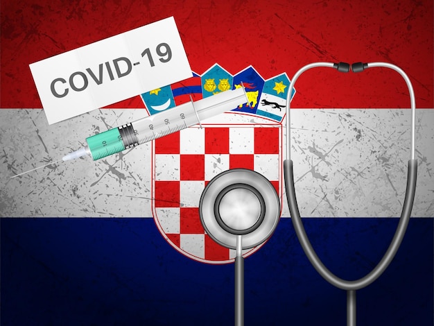 Equipo médico en la bandera de Croacia