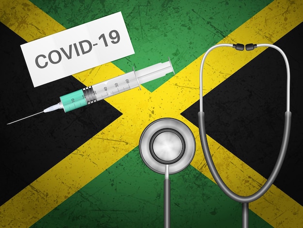 Equipo médico en la bandera de Jamaica