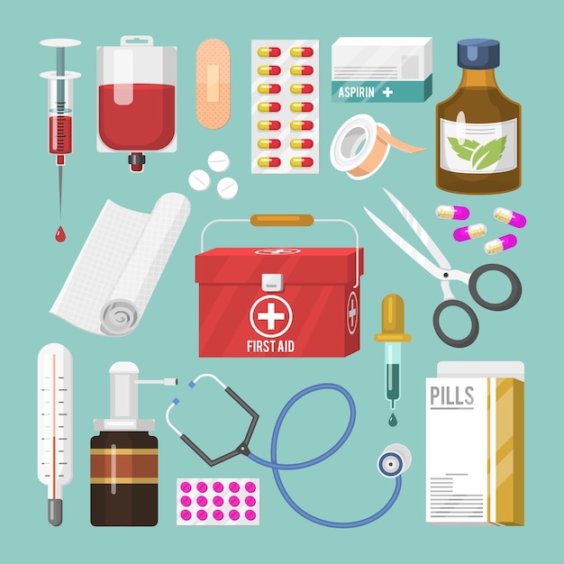 Equipo médico y herramientas médicas medicamentos tratamiento de salud en el hospital