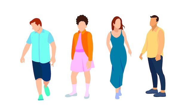 Vector equipo multinacional de negocios ilustración vectorial de diversos hombres y mujeres de dibujos animados de varias razas, edades y tipo de cuerpo en trajes de oficina aislado en blanco