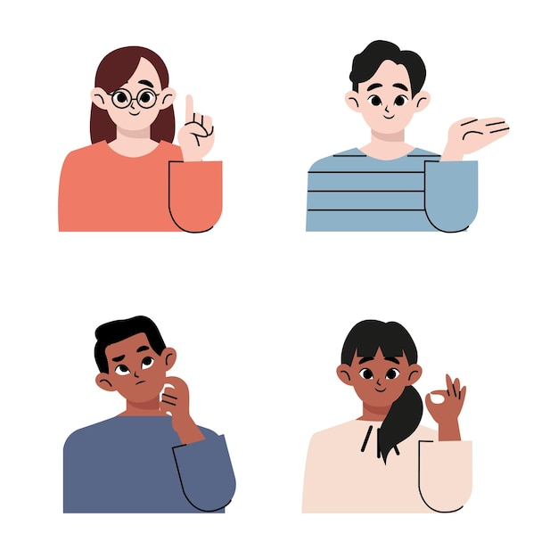 Equipo de negocios de 4 personas. Ilustración de diseño de estilo vectorial aislada sobre fondo blanco