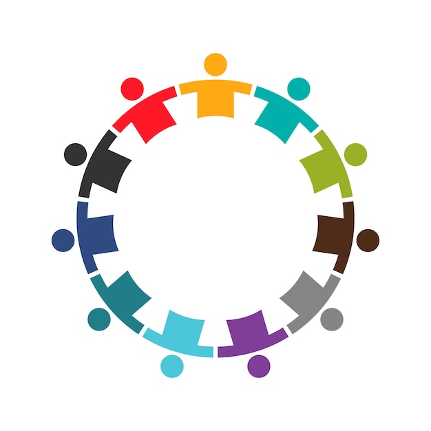 Equipo de once personas en un diseño de logotipo redondo