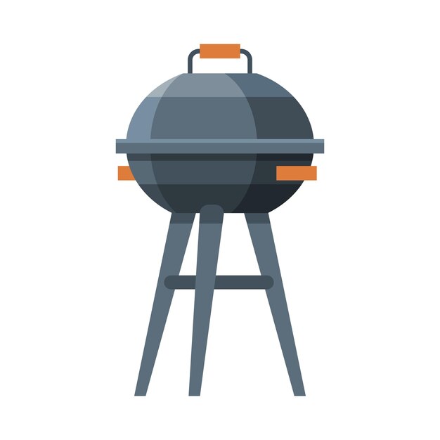 Equipo de parrilla de carbón para picnic Ilustración vectorial plana