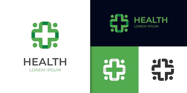 Equipo de personas Elemento de logotipo de atención médica Centro de clínica médica logotipo icono diseño símbolo de farmacia