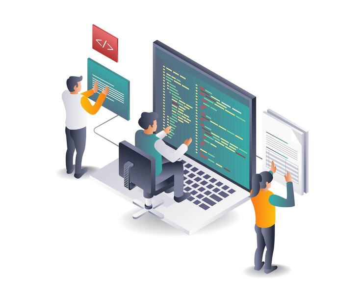 Vector equipo de programadores de desarrollo empresarial