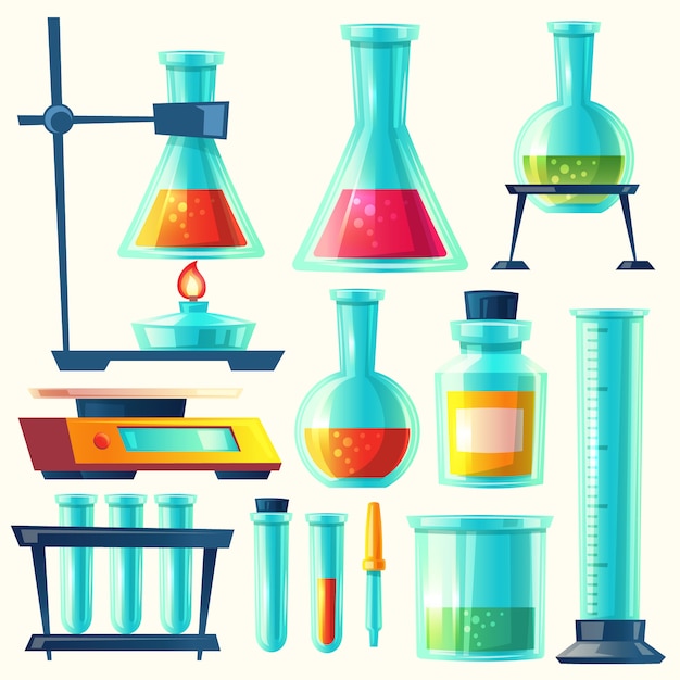 Vector equipo químico para experimento. laboratorio de química.