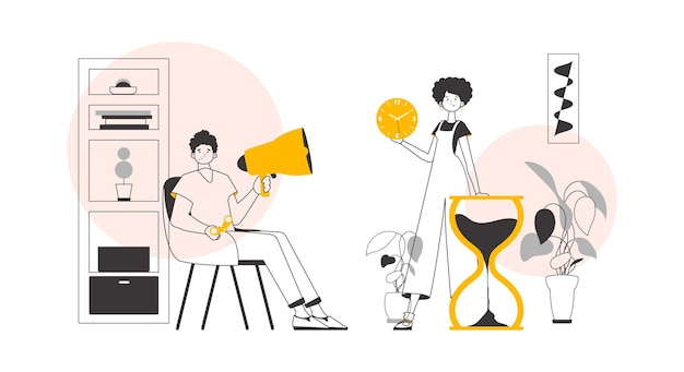 Equipo de recursos humanos El concepto de encontrar empleados para el trabajo Ilustración vectorial de estilo lineal moderno
