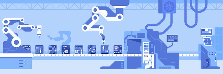 Vector equipo robotizado para el ensamblaje de artículos eléctricos