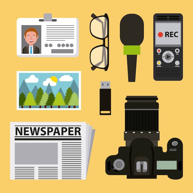equipo de trabajo actividades de periodismo conjunto ilustración vectorial