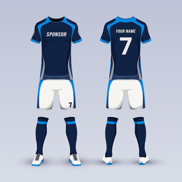 Vector equipo para uniforme deportivo de fútbol.