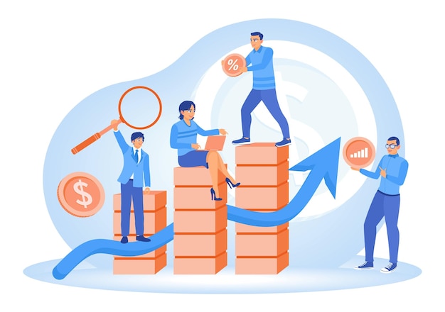 Los equipos de negocios analizan el crecimiento con gráficos y métricas financieras