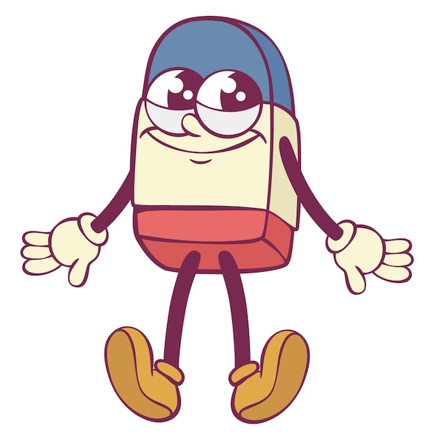 Eraser retro groovy mascota personaje de dibujos animados