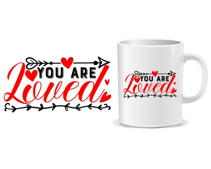 Vector eres amado feliz día de san valentín cotizaciones vector de diseño de taza