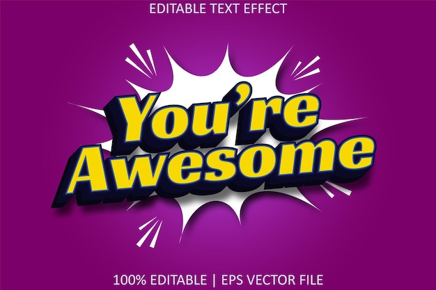 Eres increíble con el efecto de texto editable de estilo cómico