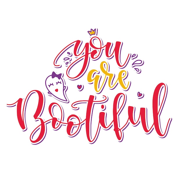 Eres letras de colores bootiful con elemento de garabato Elemento de Halloween