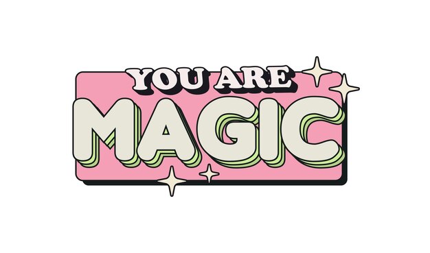 Eres Magic Retro Colorful Negrita Pegatina Texto