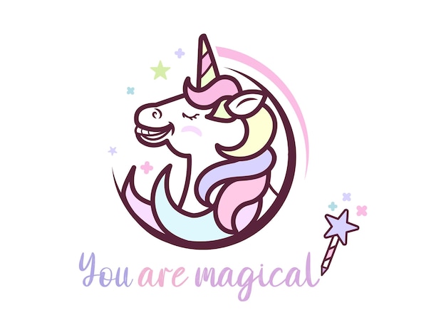 Eres mágico Tarjeta de felicitación de Unicornio Feliz con varita mágica