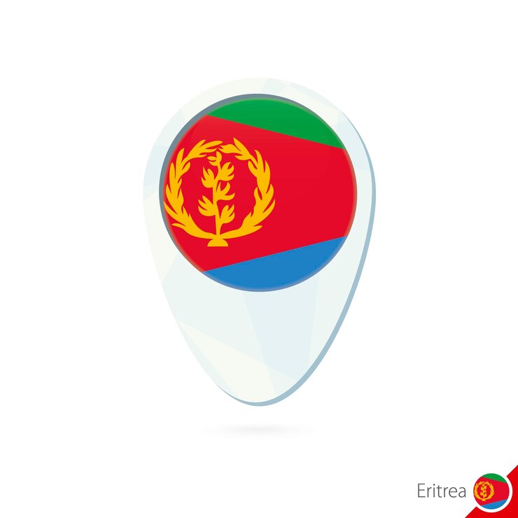 Vector eritrea bandera ubicación mapa pin icono sobre fondo blanco