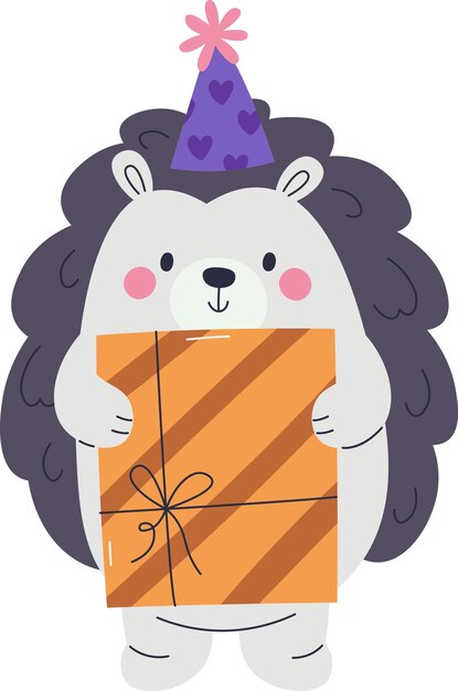 El erizo de cumpleaños con regalo